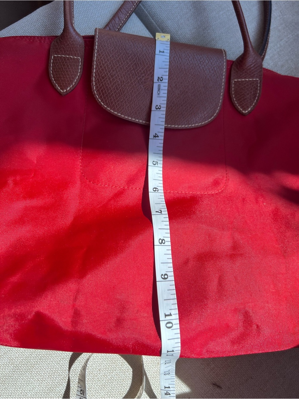 Longchamp Le Pliage Original Medium Shoulder Tote Bag - Red - Picture 13 of 14